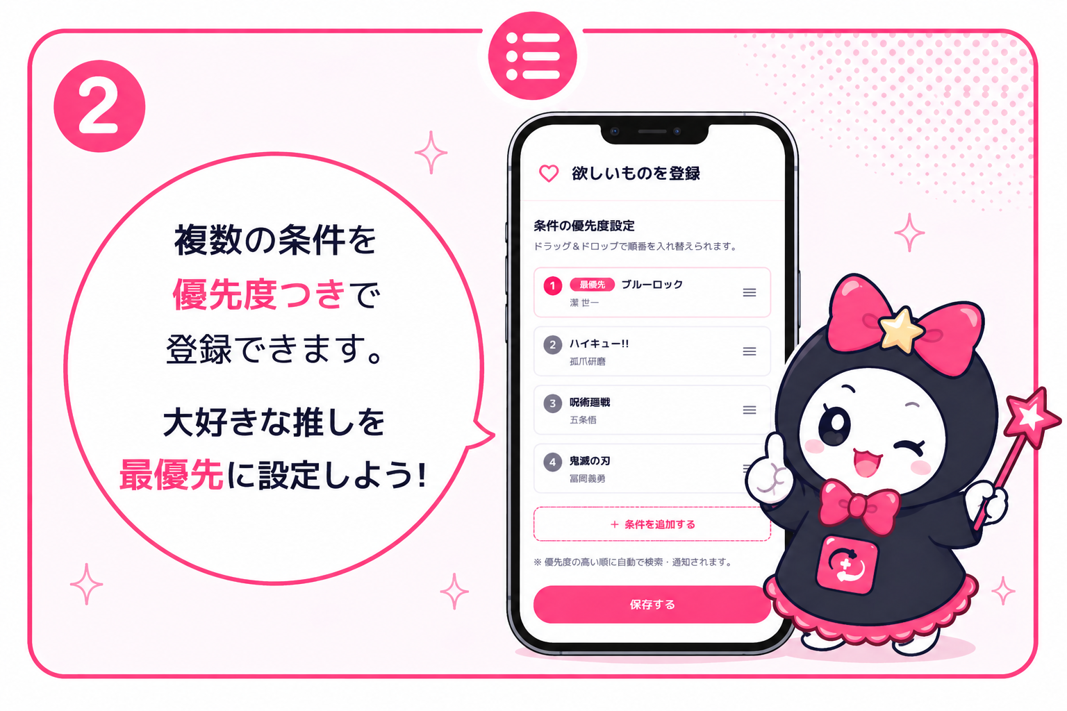 スワッピーが優先順位を設定している